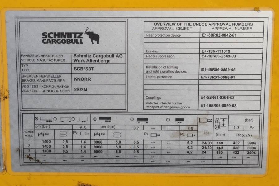 Piekabe ar tentu Schmitz Cargobull SCB3ST CoC Documents, TuV Loading Certif: foto 7