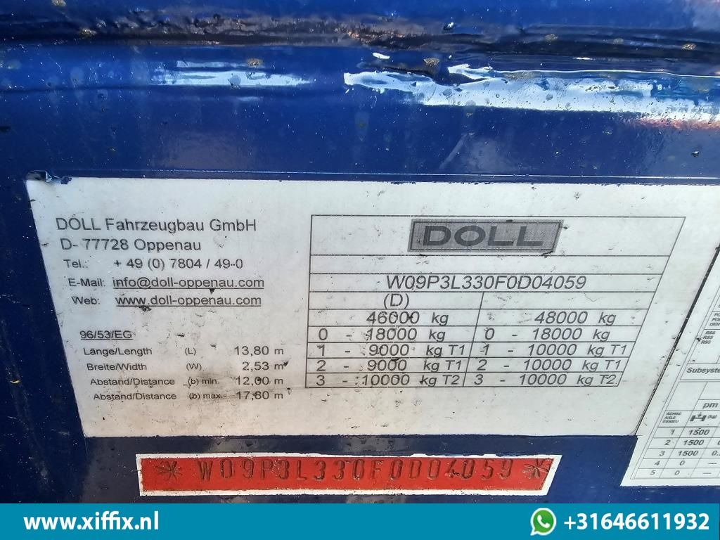 Bortu puspiekabe/ Platforma Doll 3-ass. Vlakke uitschuifbare oplegger / Naloop gestuurd / 14091: foto 12