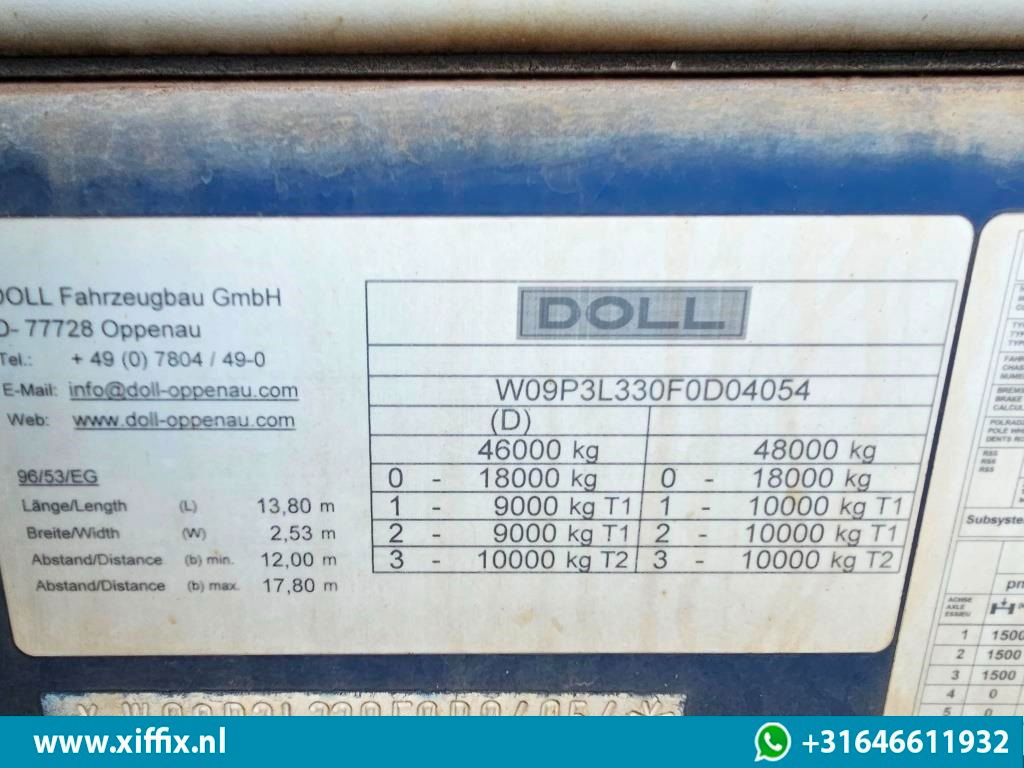 Bortu puspiekabe/ Platforma Doll 3-ass. Vlakke uitschuifbare oplegger / Naloop gestuurd: foto 13