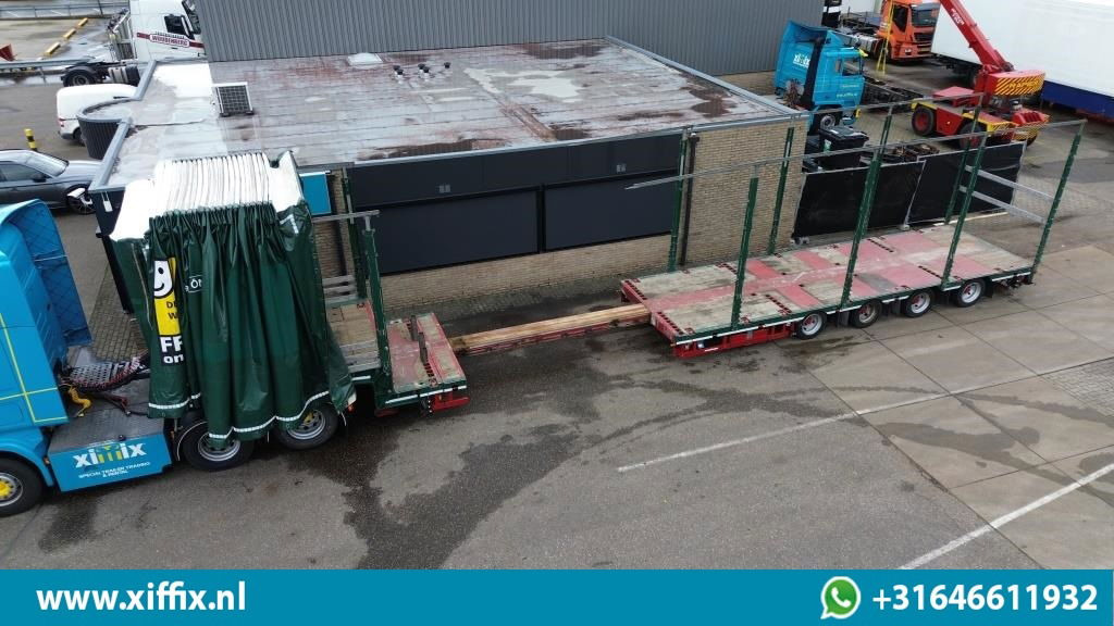 Meusburger 4-ass. Uitschuifbare semi dieplader met huifopbouw / 2x Naloop gestuu - Puspiekabe zema profila platforma: foto 1 Meusburger 4-ass. Uitschuifbare semi dieplader met huifopbouw / 2x Naloop gestuu - Puspiekabe zema profila platforma: foto 1