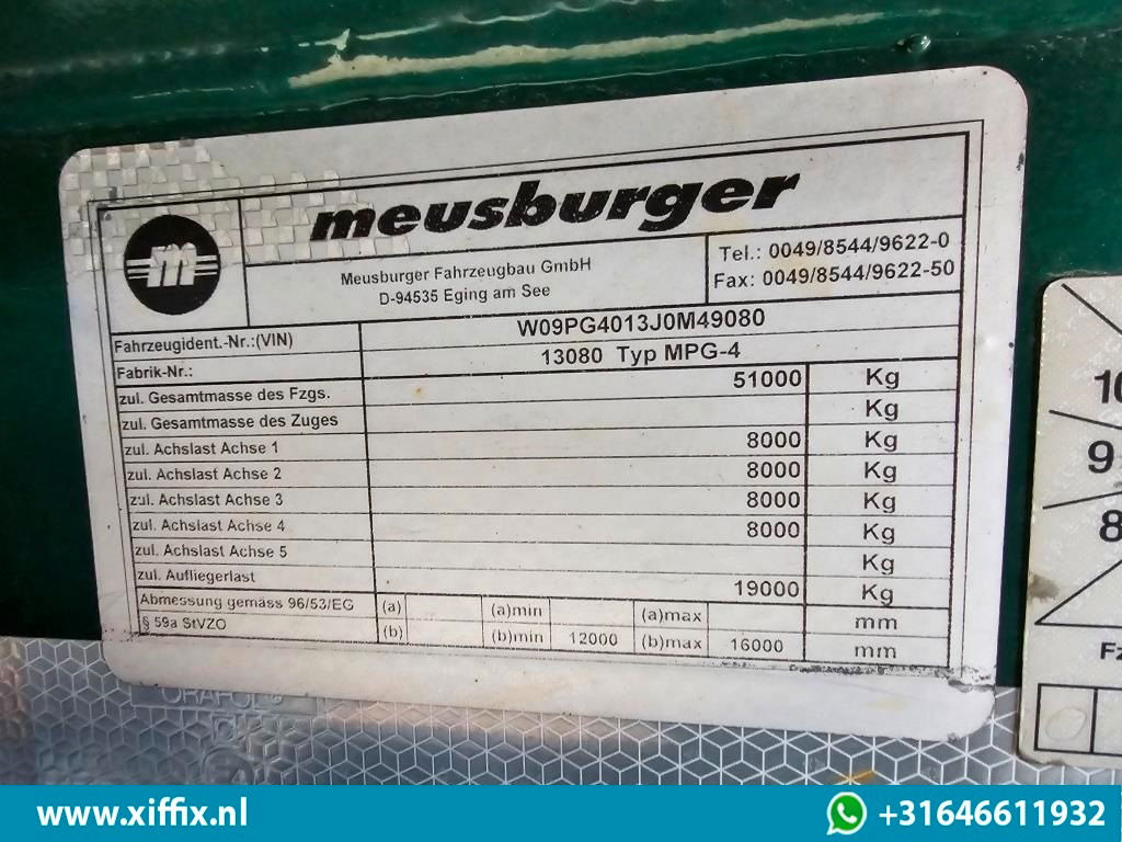 Puspiekabe zema profila platforma Meusburger 4-ass. Uitschuifbare semi dieplader met huifopbouw / 2x Naloop gestuu: foto 16