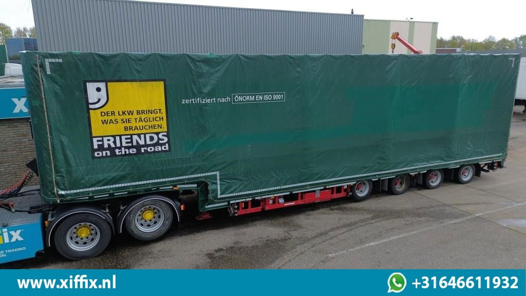 Meusburger 4-ass. Uitschuifbare semi dieplader met huifopbouw / 2x Naloop gestuu - Puspiekabe zema profila platforma: foto 2 Meusburger 4-ass. Uitschuifbare semi dieplader met huifopbouw / 2x Naloop gestuu - Puspiekabe zema profila platforma: foto 2