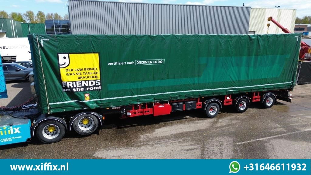 Meusburger TE Huur 3-ass. Vlakke dubbel 2x uitschuifbare oplegger met huifopbouw / 3x gestuurd - Bortu puspiekabe/ Platforma: foto 2 Meusburger TE Huur 3-ass. Vlakke dubbel 2x uitschuifbare oplegger met huifopbouw / 3x gestuurd - Bortu puspiekabe/ Platforma: foto 2