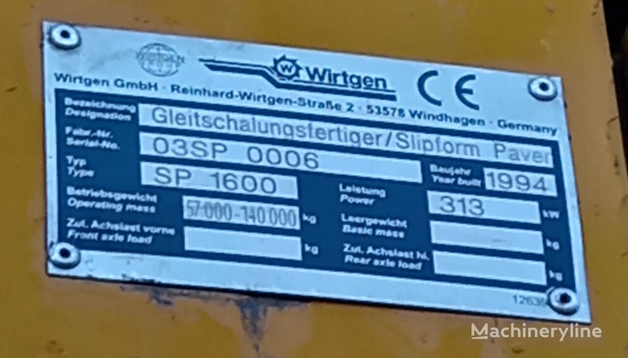 WIRTGEN SP 1600 - Betona ieklājējs: foto 2 WIRTGEN SP 1600 - Betona ieklājējs: foto 2