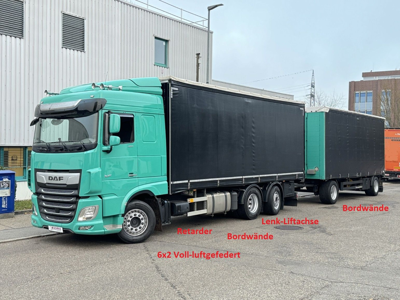 DAF XF480 6x2 Schiebeplane-Zug Bordwände Lenkachse - Kravas automašīna ar tentu: foto 1 DAF XF480 6x2 Schiebeplane-Zug Bordwände Lenkachse - Kravas automašīna ar tentu: foto 1
