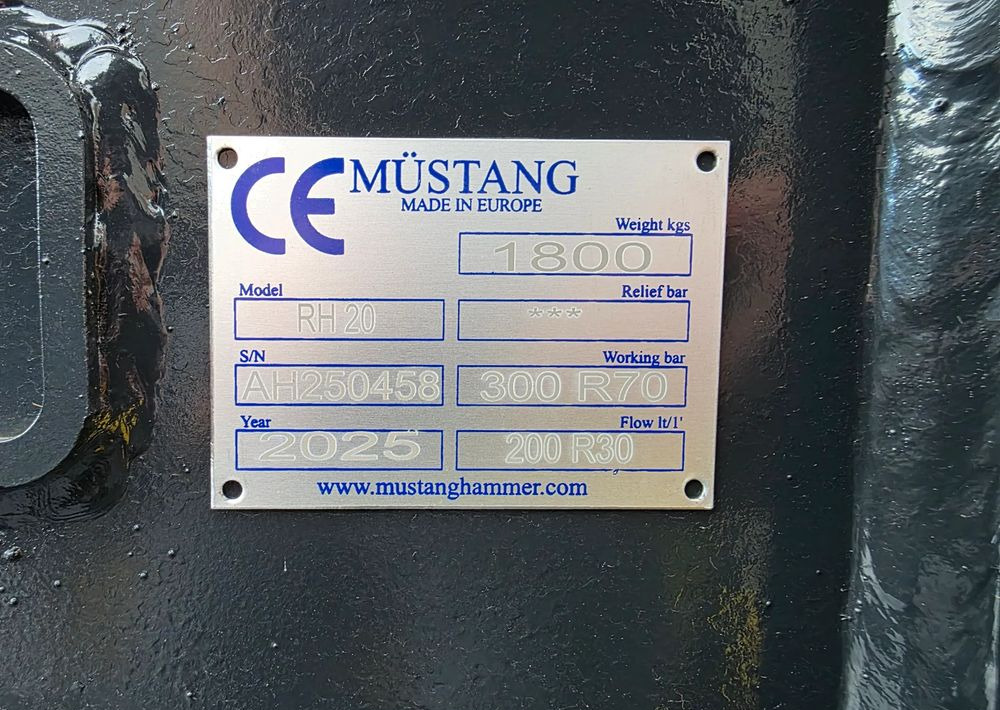 Jaunā Papildaprīkojums - Celtniecības tehnika Inny Nowe szczęki kruszące MUSTANG HAMMER RH 20, 1800 KG: foto 7