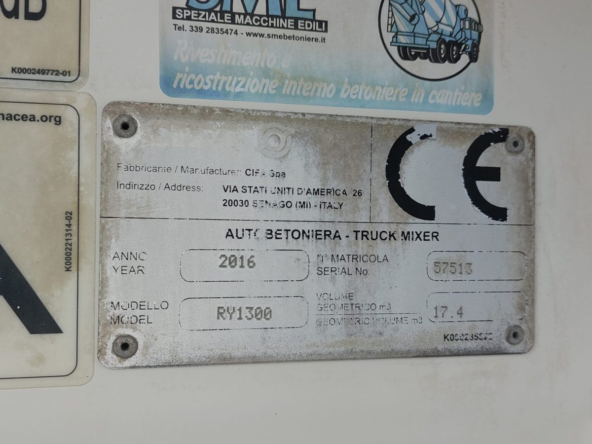 Betonvedējs MAN TGS 41.480 CIFA RY1300: foto 9