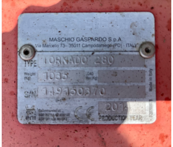 Maschio Tornado 280 - Tehnika pēc ražas: foto 5 Maschio Tornado 280 - Tehnika pēc ražas: foto 5