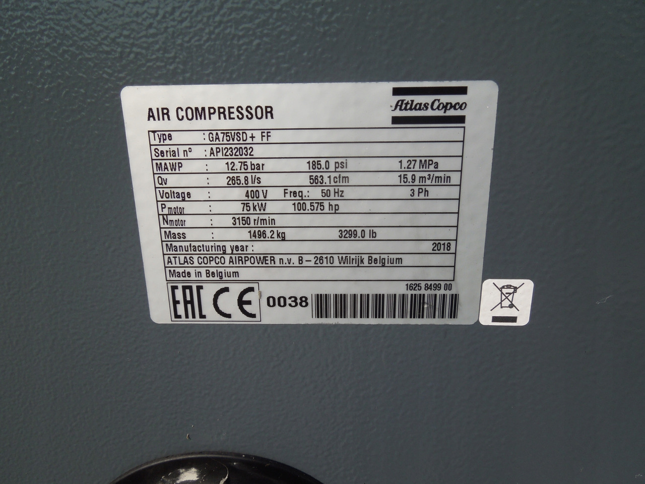 ATLAS COPCO GA75VSD+FF - Gaisa kompresors: foto 2 ATLAS COPCO GA75VSD+FF - Gaisa kompresors: foto 2