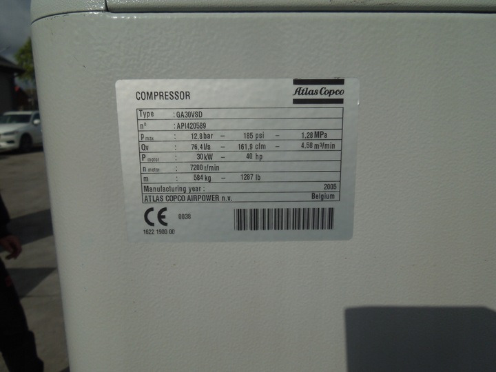 Atlas Copco GA30VSDFF - Gaisa kompresors: foto 4 Atlas Copco GA30VSDFF - Gaisa kompresors: foto 4