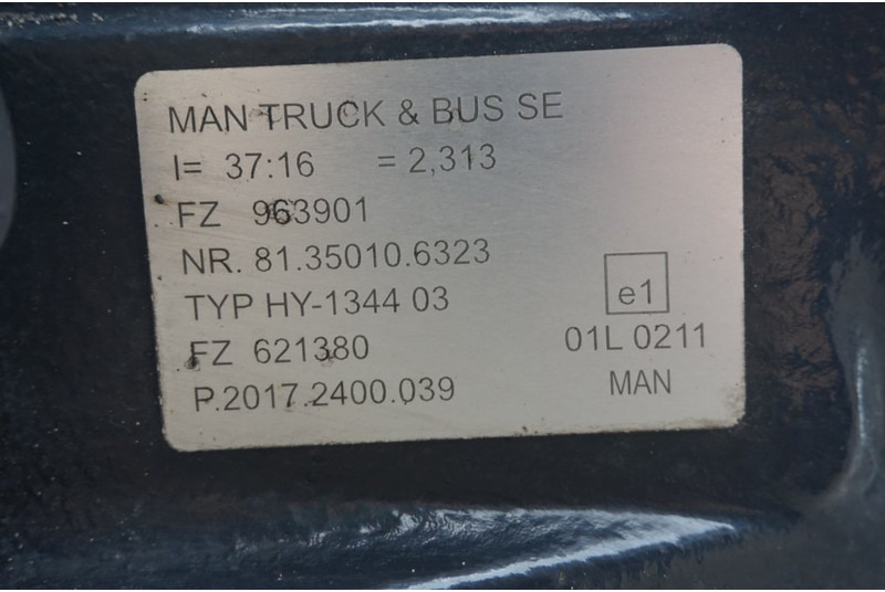 MAN HY-1344-03 37/16 I=2.31 - Aizmugurējā ass - Kravas automašīna: foto 2 MAN HY-1344-03 37/16 I=2.31 - Aizmugurējā ass - Kravas automašīna: foto 2