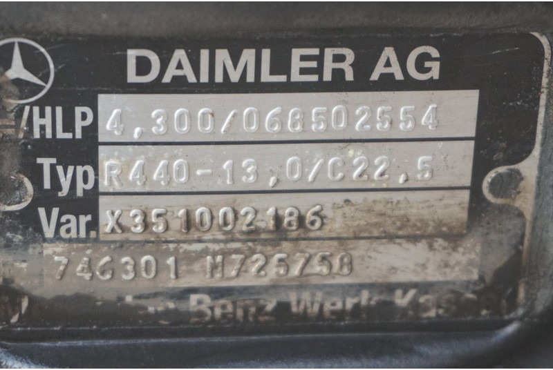 Mercedes-Benz R440-13A/C22.5 43/10 I=4.300 - Aizmugurējā ass - Kravas automašīna: foto 4 Mercedes-Benz R440-13A/C22.5 43/10 I=4.300 - Aizmugurējā ass - Kravas automašīna: foto 4