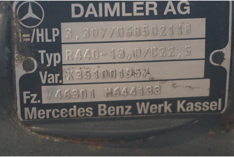 Mercedes-Benz R440-13A/C22.5 43/13 I=3.307 - Aizmugurējā ass - Kravas automašīna: foto 4 Mercedes-Benz R440-13A/C22.5 43/13 I=3.307 - Aizmugurējā ass - Kravas automašīna: foto 4