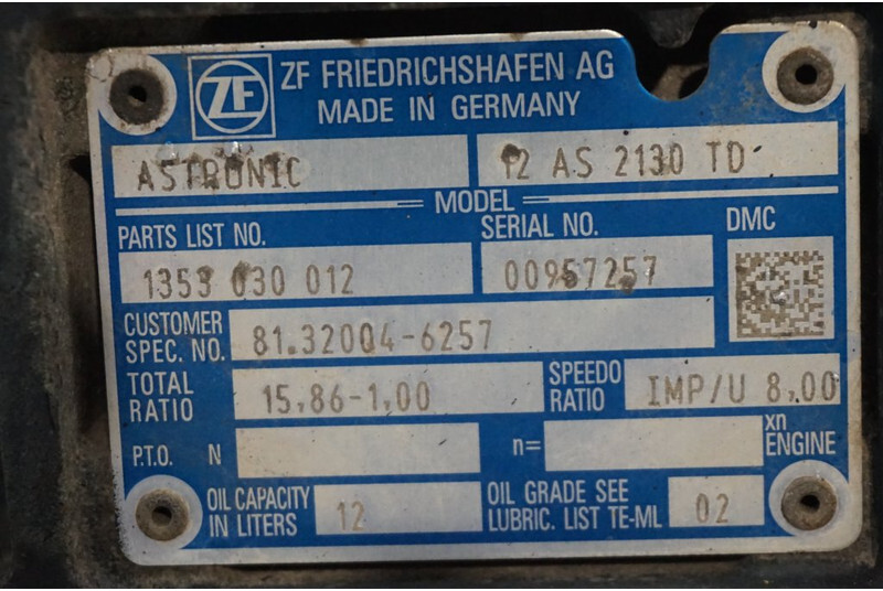 ZF 12AS2130DD TGS 81.32004-6257 - Pārnesumkārba - Kravas automašīna: foto 5 ZF 12AS2130DD TGS 81.32004-6257 - Pārnesumkārba - Kravas automašīna: foto 5