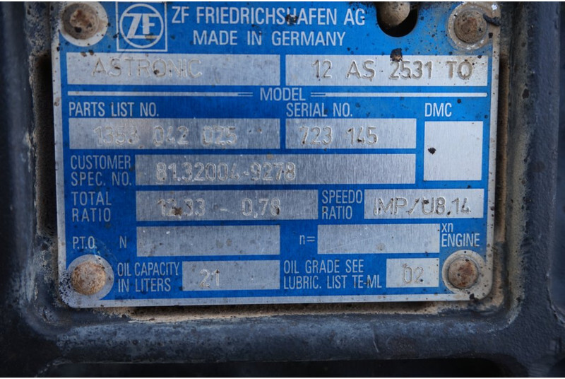 ZF 12AS2531TO + INT2 81.320004-6278 - Pārnesumkārba - Kravas automašīna: foto 5 ZF 12AS2531TO + INT2 81.320004-6278 - Pārnesumkārba - Kravas automašīna: foto 5