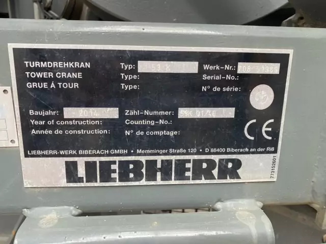 Torņa celtnis 2014 Liebherr 53K: foto 6
