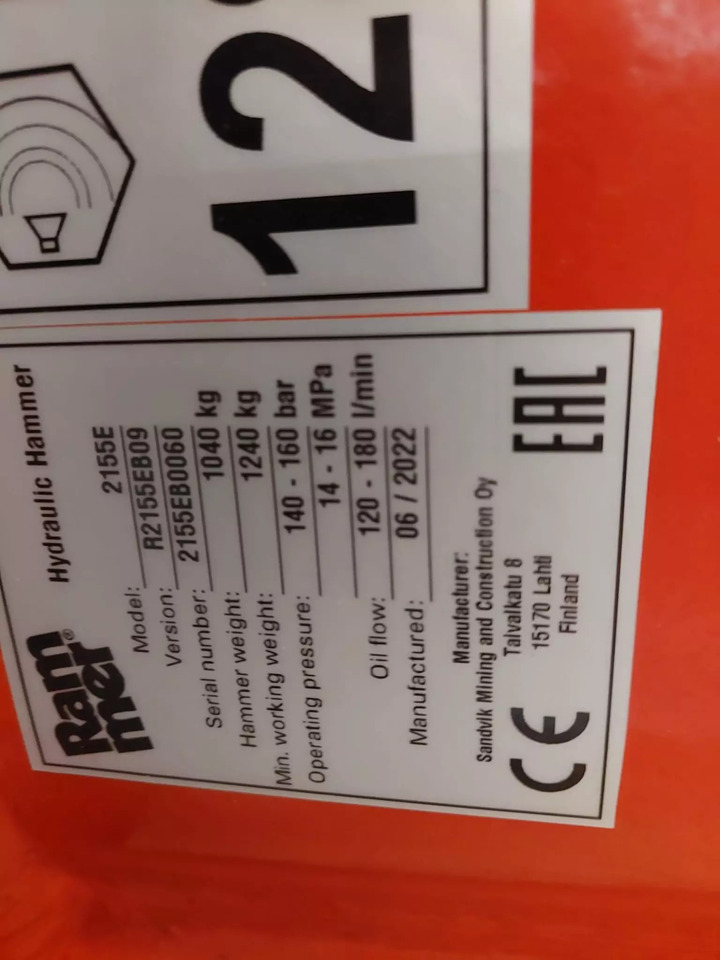 2022 Rammer 2155E - Hidrauliskais āmurs: foto 3 2022 Rammer 2155E - Hidrauliskais āmurs: foto 3