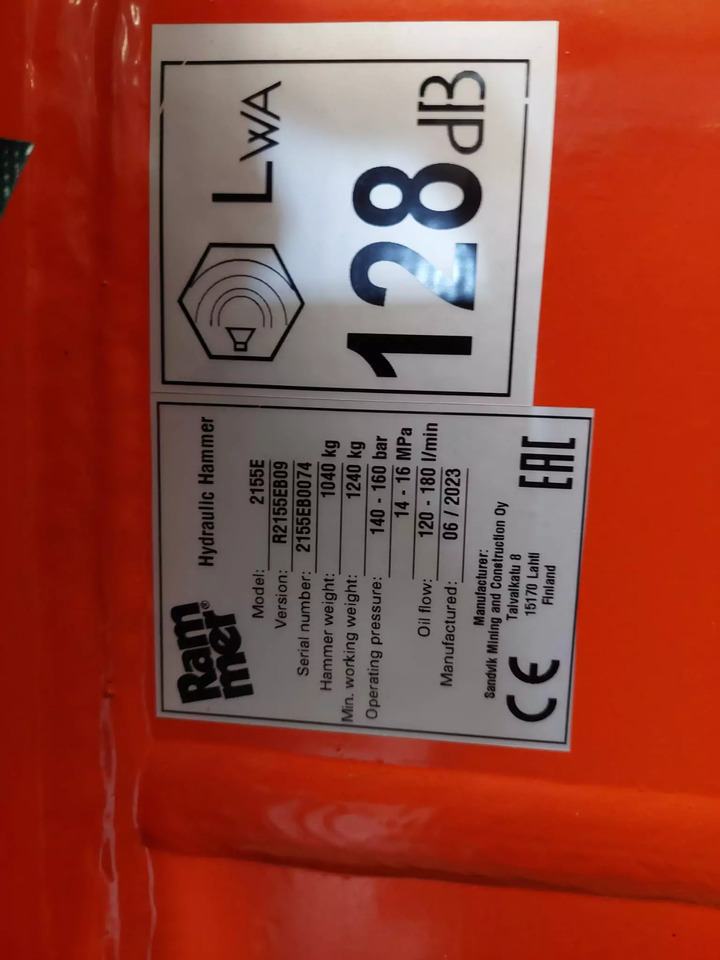 2023 Rammer 2155E - Hidrauliskais āmurs: foto 3 2023 Rammer 2155E - Hidrauliskais āmurs: foto 3