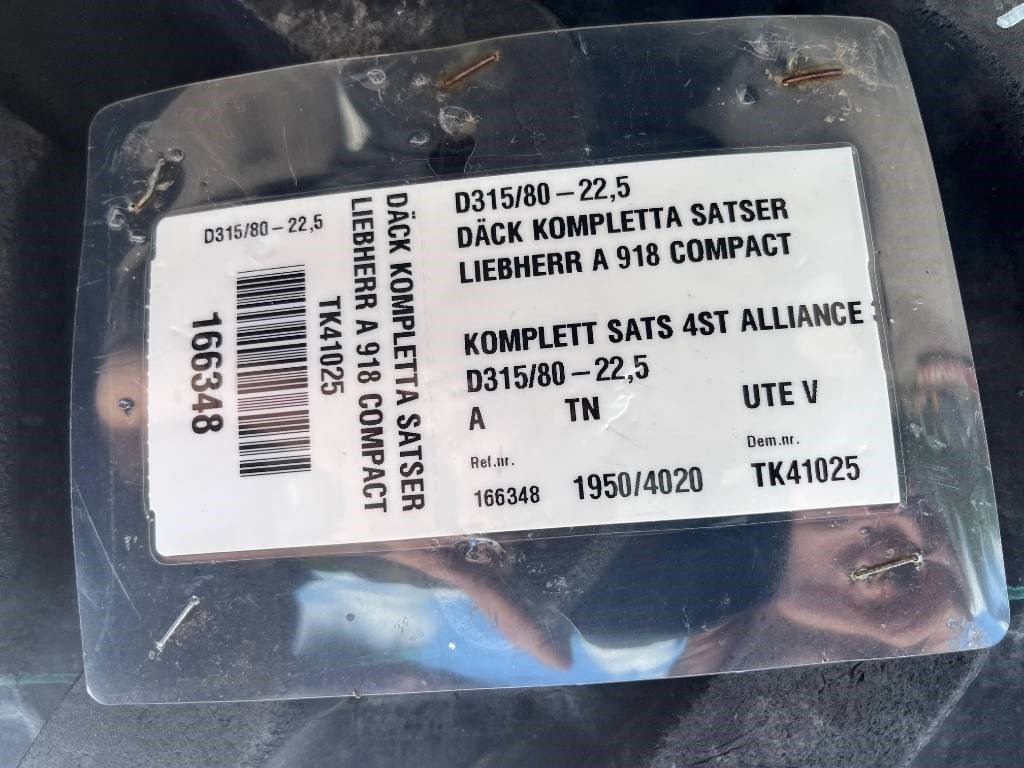 Alliance 315/80-22,5 till Liebherr A 918 - Riepa - Celtniecības tehnika: foto 2 Alliance 315/80-22,5 till Liebherr A 918 - Riepa - Celtniecības tehnika: foto 2