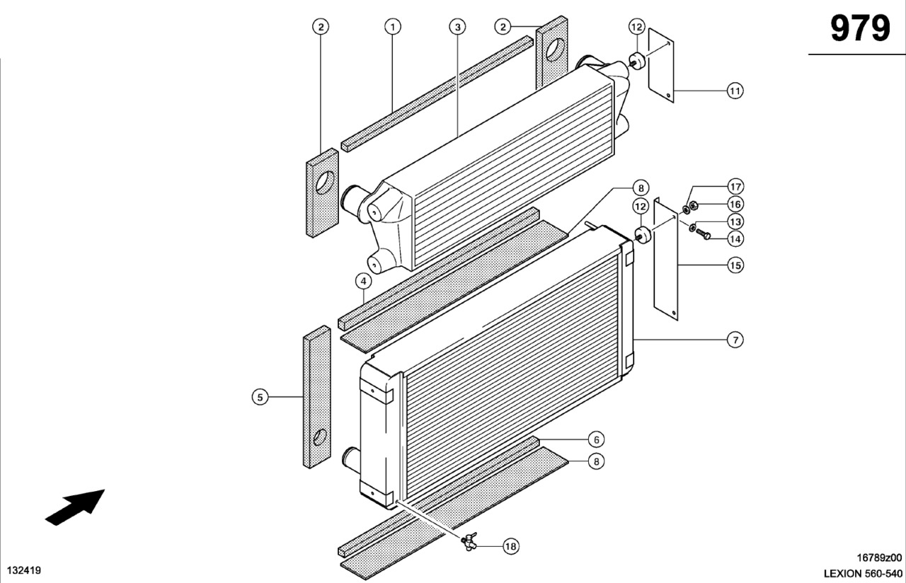 Claas Lexion 560 CHŁODNICA POWIETRZA DOŁADOWANIA 0003501180 (Silnik cat 3126b; układ chłodzenia) - Interkūlers - Lauksaimniecības tehnika: foto 1 Claas Lexion 560 CHŁODNICA POWIETRZA DOŁADOWANIA 0003501180 (Silnik cat 3126b; układ chłodzenia) - Interkūlers - Lauksaimniecības tehnika: foto 1