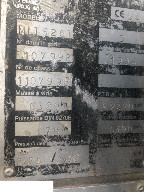 Asis un rezerves daļas - Teleskopiskais iekrāvējs Manitou 626 - Most: foto 9