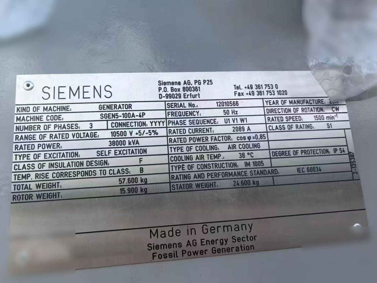 2011 SIEMENS SGEN5-100A - Elektroģenerators: foto 2 2011 SIEMENS SGEN5-100A - Elektroģenerators: foto 2