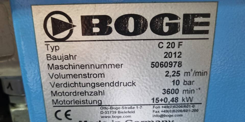 Kompresor śrubowy Boge C 20 F - Gaisa kompresors: foto 2 Kompresor śrubowy Boge C 20 F - Gaisa kompresors: foto 2