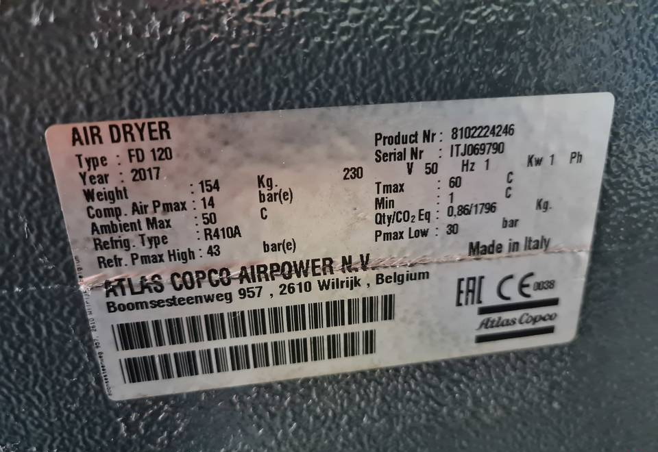 OSUSZACZ ZIĘBNICZY ATLAS COPCO FD 120 7,2m3 - Gaisa kompresors: foto 3 OSUSZACZ ZIĘBNICZY ATLAS COPCO FD 120 7,2m3 - Gaisa kompresors: foto 3