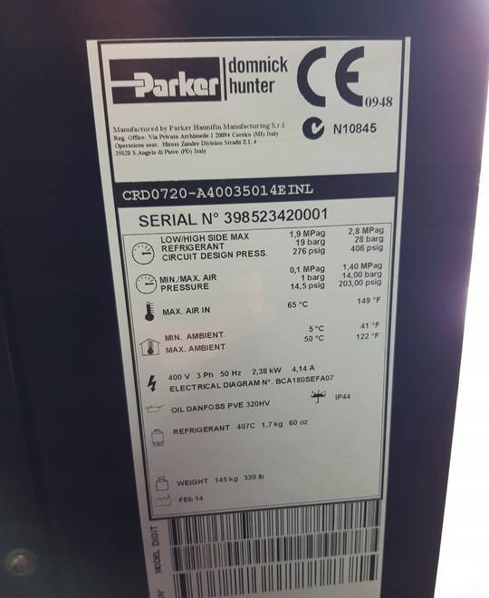 ZIĘBNICZY PARKER DOMNICK HUNTER CRD 0720 - Gaisa kompresors: foto 3 ZIĘBNICZY PARKER DOMNICK HUNTER CRD 0720 - Gaisa kompresors: foto 3