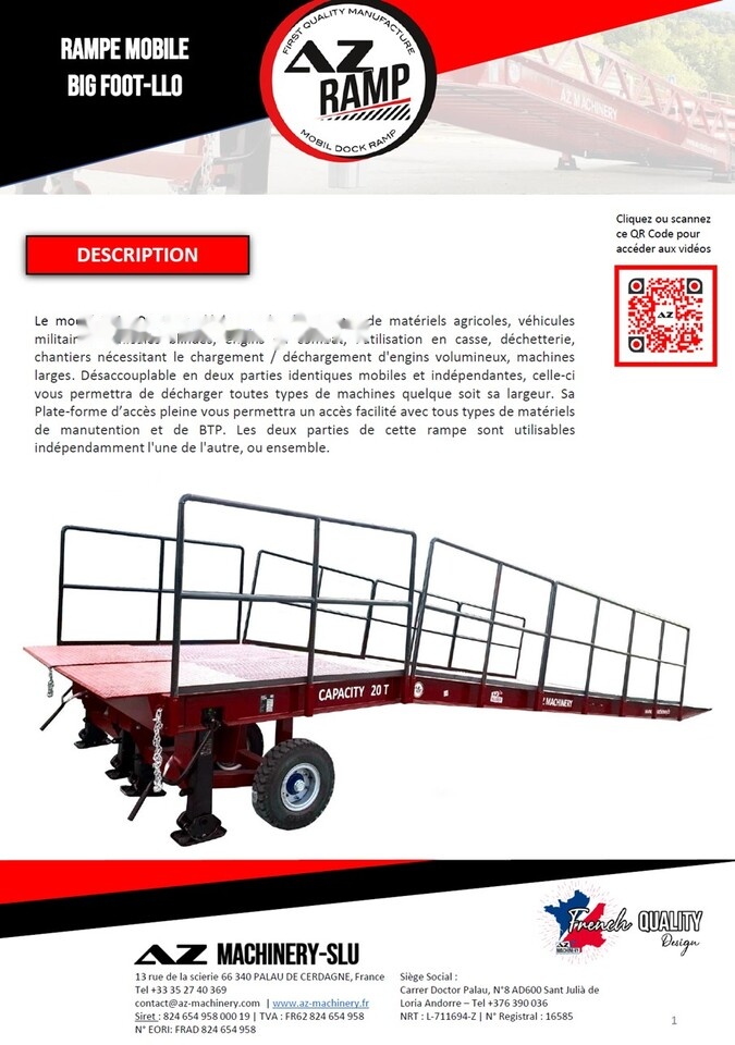 AZ RAMP KING VERSION, BIG FOOT LLO 25T mobile loading ramp - Iekraušanas rampa: foto 2 AZ RAMP KING VERSION, BIG FOOT LLO 25T mobile loading ramp - Iekraušanas rampa: foto 2