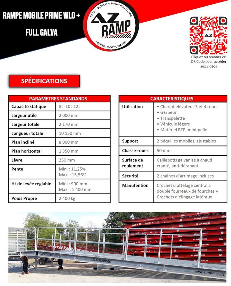 AZ RAMP-PRIME PRIME WLO + 10 FULL GALVA Mobil Loading Ramp - Iekraušanas rampa: foto 2 AZ RAMP-PRIME PRIME WLO + 10 FULL GALVA Mobil Loading Ramp - Iekraušanas rampa: foto 2