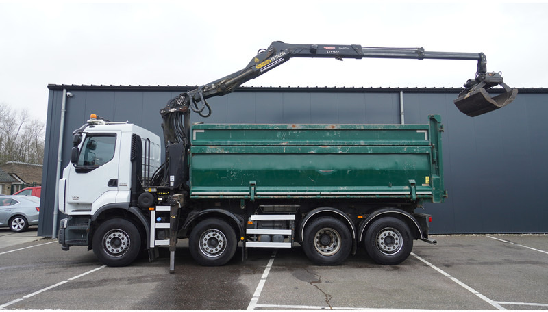 Renault PREMIUM 380 DXI 8X2/6 2 SIDE TIPPER WITH PLFINGER Q 170 Z CRANE.278.200KM - Kravas auto ar manipulatoru: foto 1 Renault PREMIUM 380 DXI 8X2/6 2 SIDE TIPPER WITH PLFINGER Q 170 Z CRANE.278.200KM - Kravas auto ar manipulatoru: foto 1