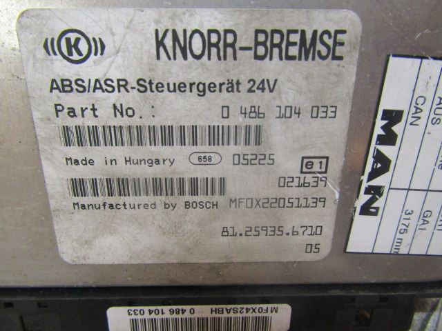 MAN M2000 18.224 ABS/ASR ECU P/NO 81.25935.6710 - Elektroniskais vadības bloks (ECU) - Kravas automašīna: foto 2 MAN M2000 18.224 ABS/ASR ECU P/NO 81.25935.6710 - Elektroniskais vadības bloks (ECU) - Kravas automašīna: foto 2