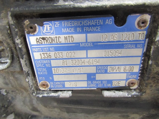 MAN TGM / TGS ASTRONIC MID 12AS 1210.70 GEARBOX - Pārnesumkārba - Kravas automašīna: foto 2 MAN TGM / TGS ASTRONIC MID 12AS 1210.70 GEARBOX - Pārnesumkārba - Kravas automašīna: foto 2