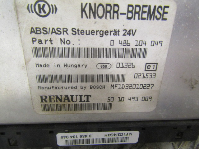 RENAULT MIDLUM DCI ABS/ASR ECU P/NO 486104049/5010453009 - Elektrosistēma - Kravas automašīna: foto 2 RENAULT MIDLUM DCI ABS/ASR ECU P/NO 486104049/5010453009 - Elektrosistēma - Kravas automašīna: foto 2