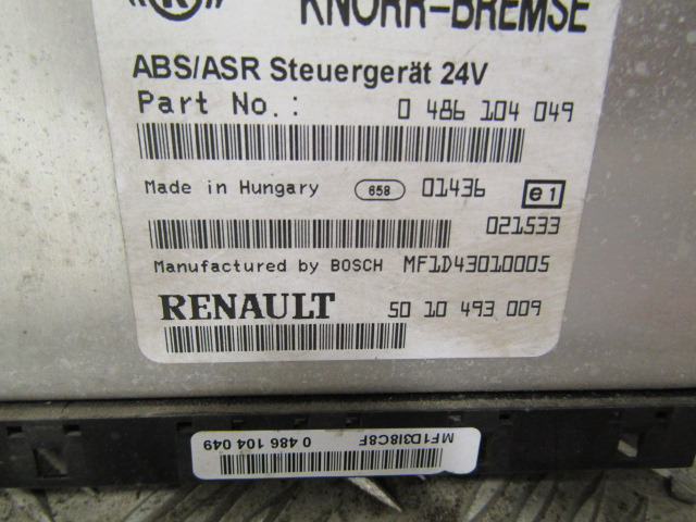 RENAULT MIDLUM DXI ABS / ASR ECU P/NO 50-10 493009 & 486104049 - Elektroniskais vadības bloks (ECU) - Kravas automašīna: foto 1 RENAULT MIDLUM DXI ABS / ASR ECU P/NO 50-10 493009 & 486104049 - Elektroniskais vadības bloks (ECU) - Kravas automašīna: foto 1