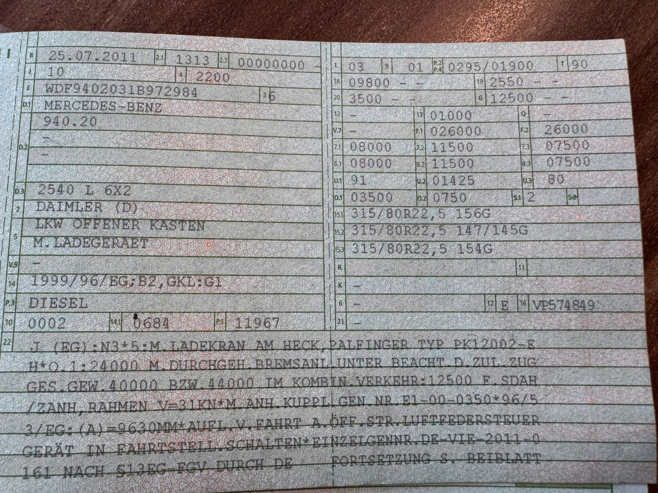 Mercedes-Benz 2540 6X2 Pritsche Palfinger PK 12002 mit Funk - Kravas auto ar manipulatoru: foto 2 Mercedes-Benz 2540 6X2 Pritsche Palfinger PK 12002 mit Funk - Kravas auto ar manipulatoru: foto 2