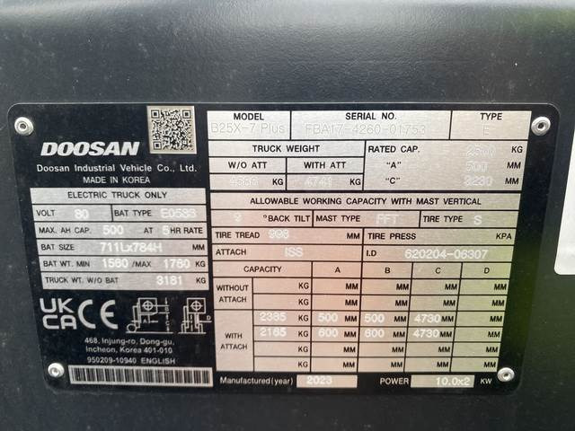 Doosan B25X-7 PLUS - Elektroiekrāvējs: foto 5 Doosan B25X-7 PLUS - Elektroiekrāvējs: foto 5
