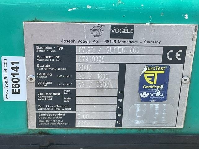 Vögele Super 800 - Asfalta klājējs: foto 5 Vögele Super 800 - Asfalta klājējs: foto 5
