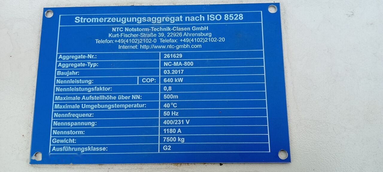 MAN MAN Generator Set Stamford 640 KW 800 KVA Diesel, 2017 Model, 931 HP, 8000 kg, Low Hours, For Sale in Poland - Elektroģenerators: foto 4 MAN MAN Generator Set Stamford 640 KW 800 KVA Diesel, 2017 Model, 931 HP, 8000 kg, Low Hours, For Sale in Poland - Elektroģenerators: foto 4