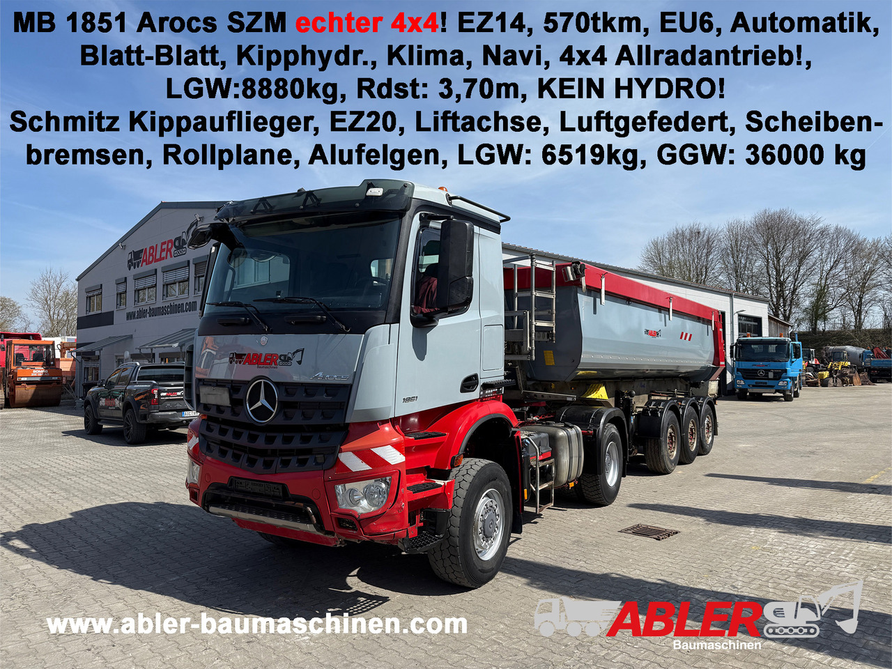 Mercedes-Benz 1851 Arocs ECHTER 4x4 mit Schmitz Kippauflieger - Kravas automašīna pašizgāzējs: foto 1 Mercedes-Benz 1851 Arocs ECHTER 4x4 mit Schmitz Kippauflieger - Kravas automašīna pašizgāzējs: foto 1