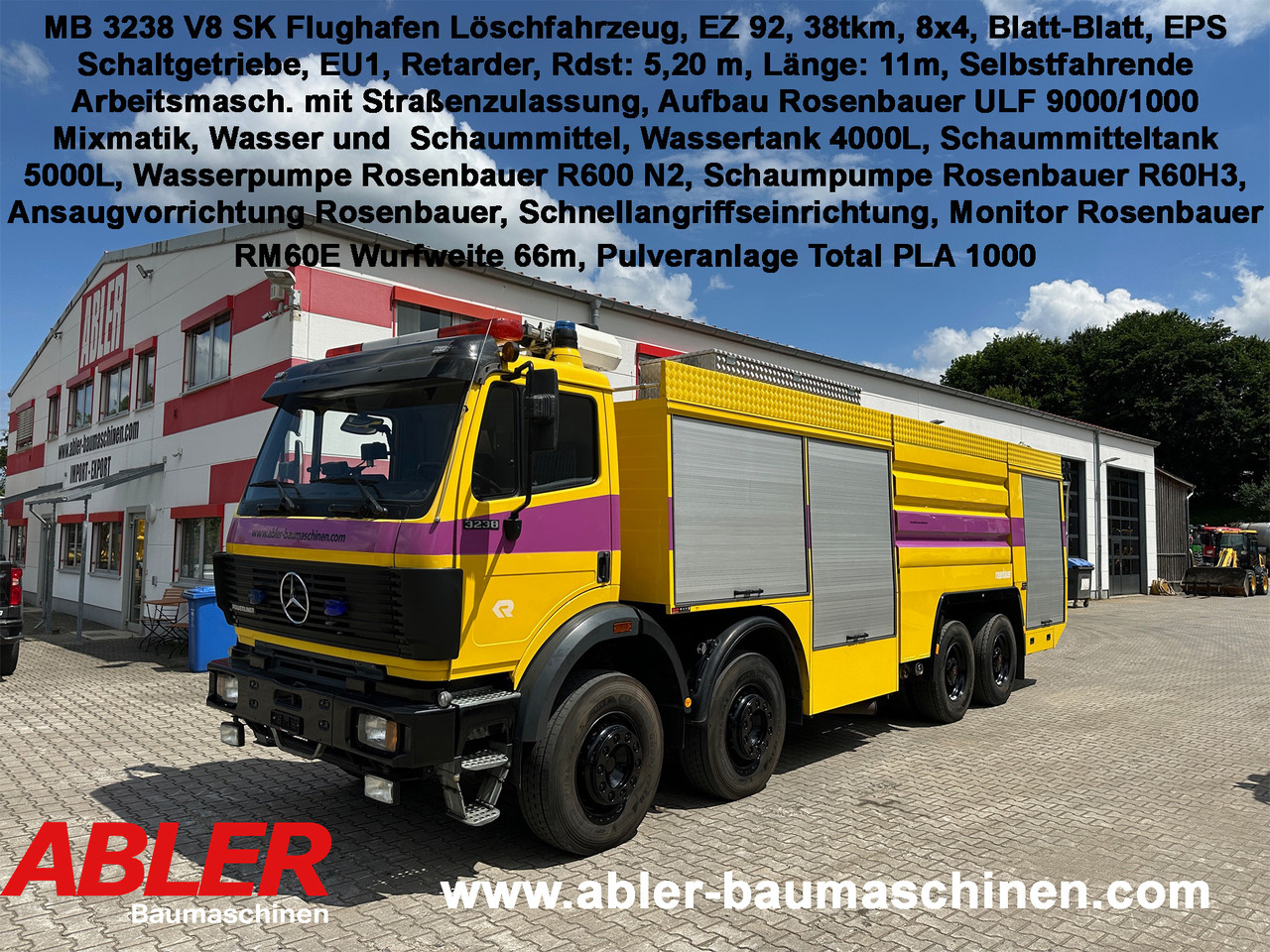 Mercedes-Benz 3238 SK Löschfahrzeug Rosenbauer Wasser + Schaum 66m Wurfweite - Ugunsdzēsēju mašīna: foto 1 Mercedes-Benz 3238 SK Löschfahrzeug Rosenbauer Wasser + Schaum 66m Wurfweite - Ugunsdzēsēju mašīna: foto 1
