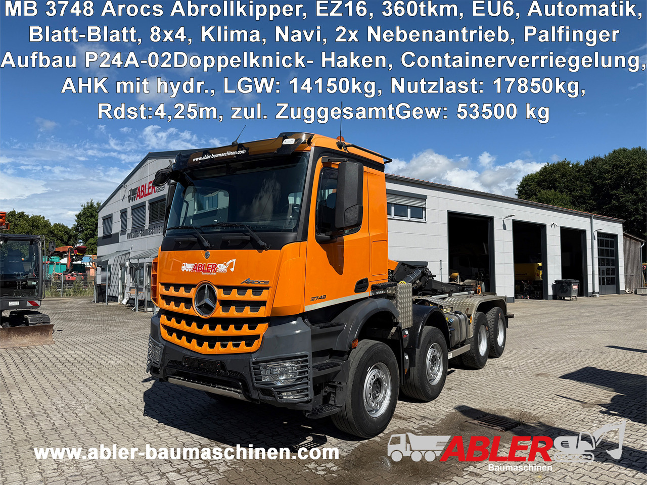 Mercedes-Benz 3748 Arocs Abrollkipper Palfinger AHK - Pacēlājs ar āķi: foto 1 Mercedes-Benz 3748 Arocs Abrollkipper Palfinger AHK - Pacēlājs ar āķi: foto 1
