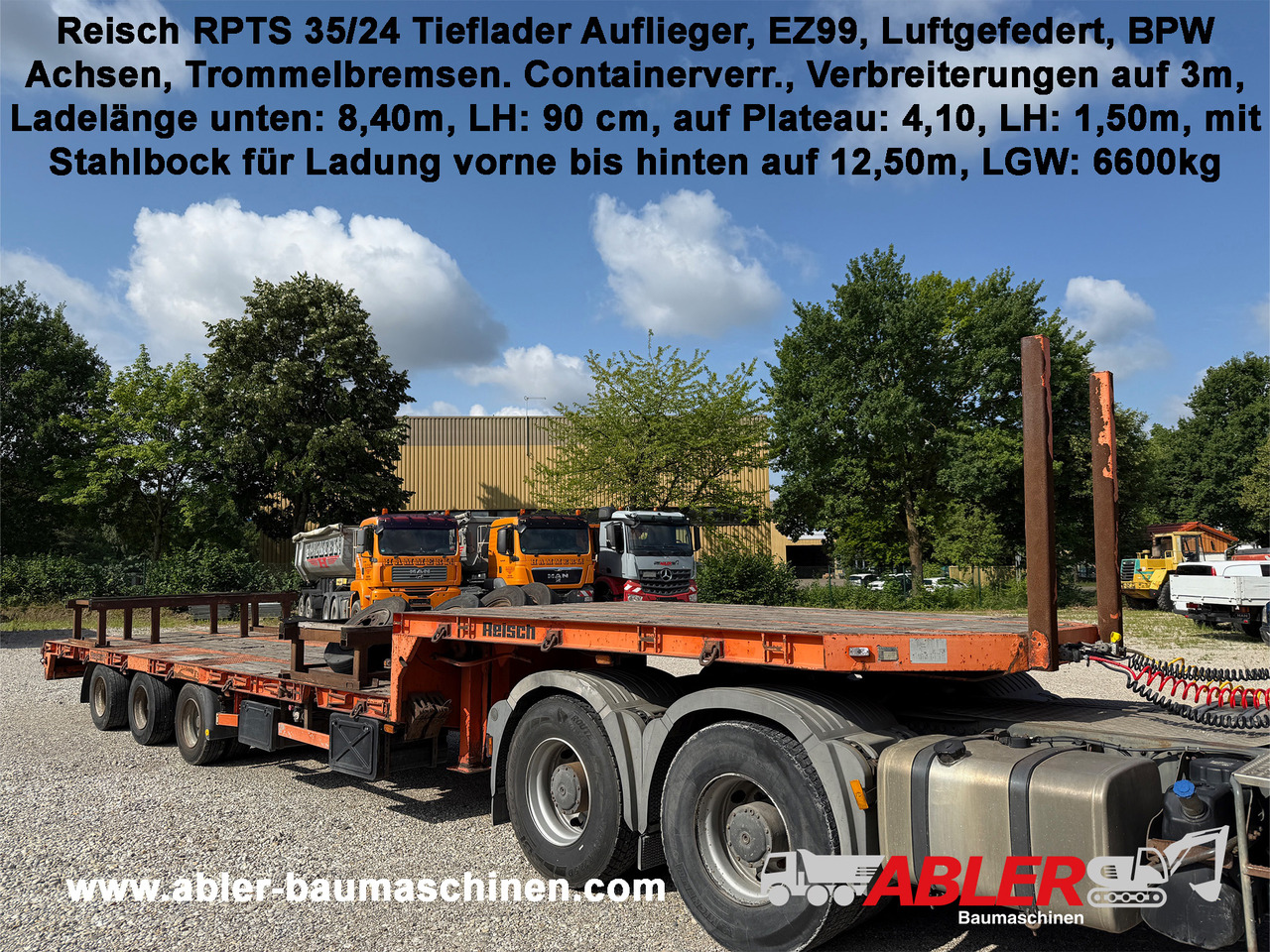 Reisch RPTS 35/24 Tieflader Auflieger - Piekabe zema profila platforma: foto 1 Reisch RPTS 35/24 Tieflader Auflieger - Piekabe zema profila platforma: foto 1