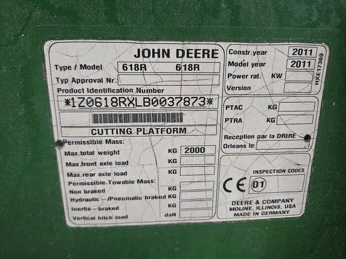 John Deere 618R - Labības heders: foto 5 John Deere 618R - Labības heders: foto 5