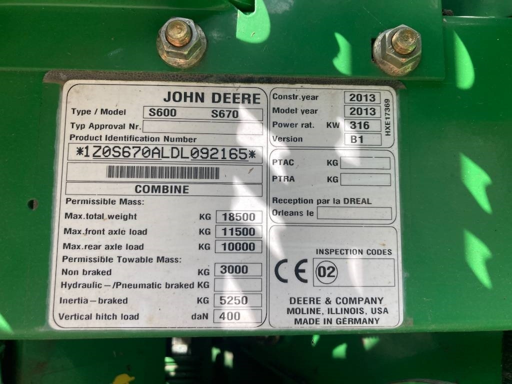 Labības kombains John Deere S 670 i: foto 14