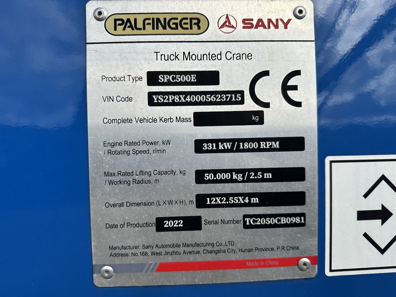 Sany Palfinger-Sany SPC500E - Visurgājējs celtnis: foto 5 Sany Palfinger-Sany SPC500E - Visurgājējs celtnis: foto 5