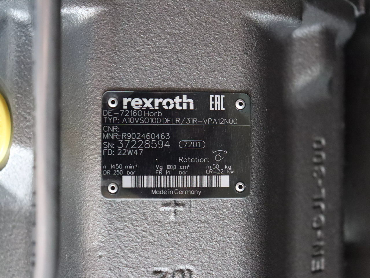 REXROTH A10VSO100DFLR/31R-VPA12N00 - Hidrauliskais sūknis - Celtniecības tehnika: foto 3 REXROTH A10VSO100DFLR/31R-VPA12N00 - Hidrauliskais sūknis - Celtniecības tehnika: foto 3