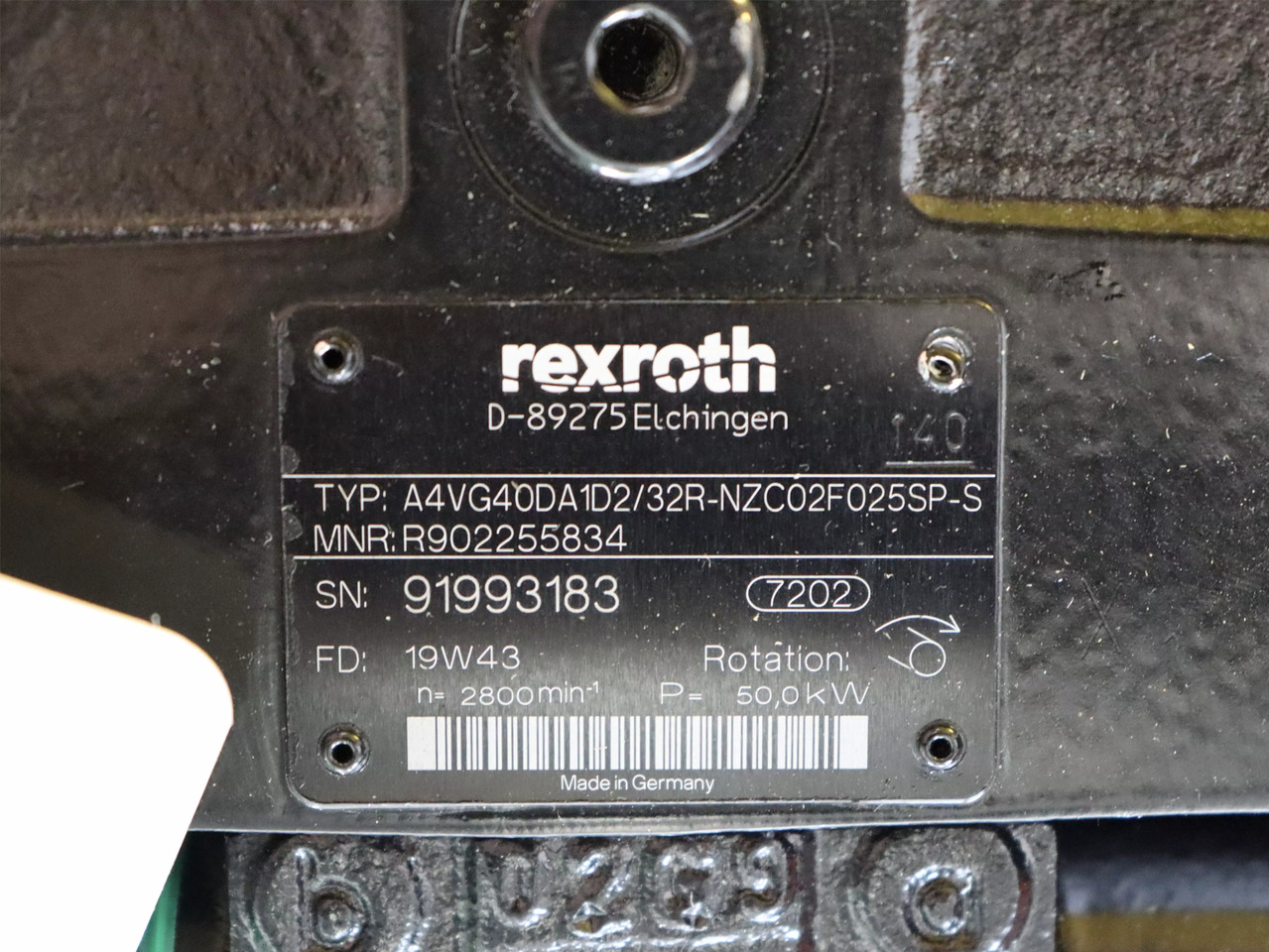 REXROTH A4VG40DA1D2/32R-NZC02F025SP-S - Hidrauliskais sūknis - Celtniecības tehnika: foto 4 REXROTH A4VG40DA1D2/32R-NZC02F025SP-S - Hidrauliskais sūknis - Celtniecības tehnika: foto 4