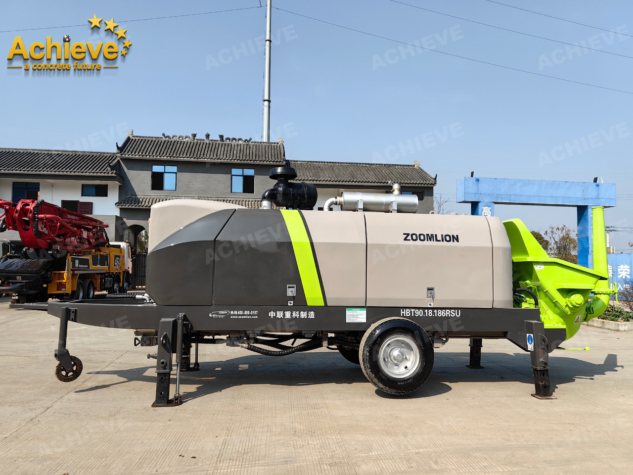 Zoomlion 2022 Zoomlion HBT 90.18.186RSU hydraulic Concrete Trailer Pump in China【ACHIEVE】TOP CONDITION!!! - Stacionārais betona sūknis: foto 1 Zoomlion 2022 Zoomlion HBT 90.18.186RSU hydraulic Concrete Trailer Pump in China【ACHIEVE】TOP CONDITION!!! - Stacionārais betona sūknis: foto 1